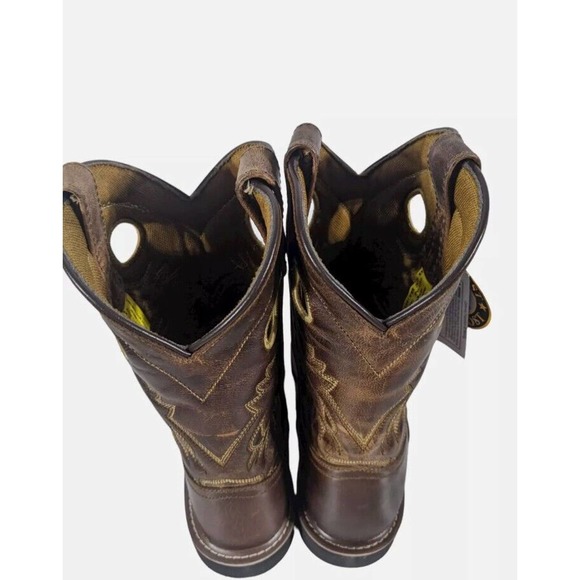 Dan Post Kids Amarillo Western Boot Size 4.5 D Brown Leather Black Embroidered - Picture 5 of 8